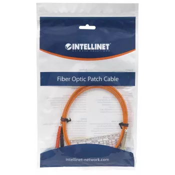 Intellinet Glasfaser-Patchkabel, OM1, LC/ST, 1m, Orange, Duplex, Multimode, 62,5/125 µm, LSZH, Glasfaser, Lebenslange Garantie