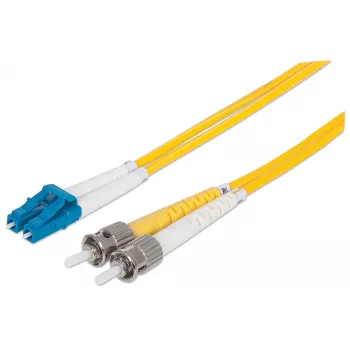 Intellinet Glasfaser-Patchkabel, OS2, LC/ST, 2 m, Gelb, Duplex, Singlemode, 9/125 µm, LSZH, Faser, lebenslange Garantie