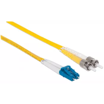 Intellinet Glasfaser-Patchkabel, OS2, LC/ST, 2 m, Gelb, Duplex, Singlemode, 9/125 µm, LSZH, Faser, lebenslange Garantie