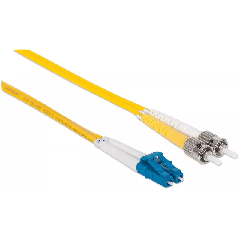Intellinet Glasfaser-Patchkabel, OS2, LC/ST, 2 m, Gelb, Duplex, Singlemode, 9/125 µm, LSZH, Faser, lebenslange Garantie