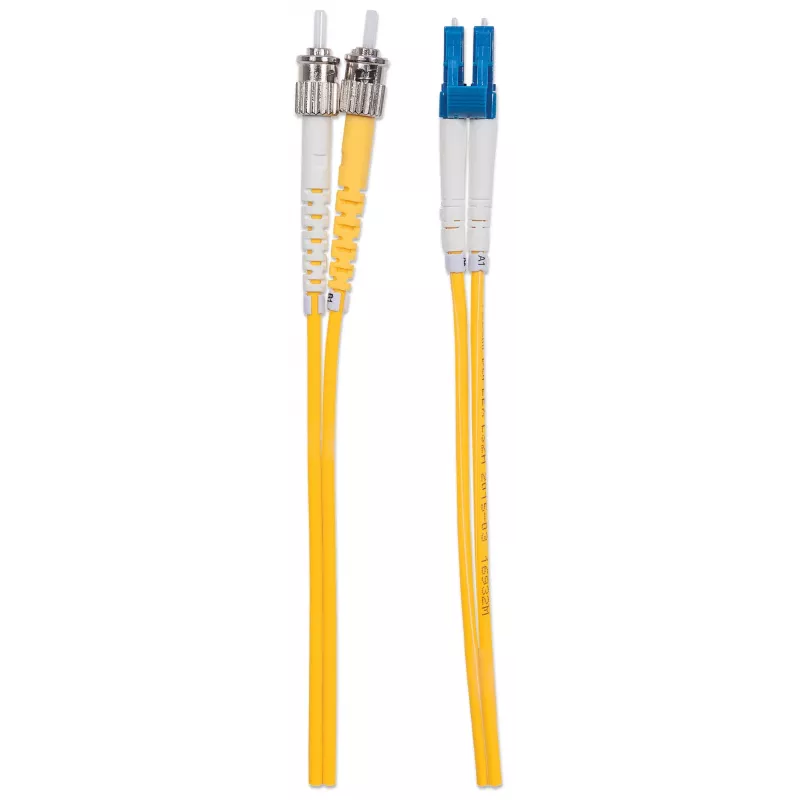 Intellinet Glasfaser-Patchkabel, OS2, LC/ST, 2 m, Gelb, Duplex, Singlemode, 9/125 µm, LSZH, Faser, lebenslange Garantie