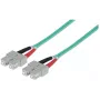 Intellinet Glasfaser-Patchkabel, OM3, SC/SC, 2 m, Aqua, Duplex, Multimode, 50/125 µm, LSZH, Glasfaser, Lebenslange Garantie