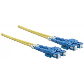 Intellinet Glasfaser-Patchkabel, OS2, SC/SC, 5 m, Gelb, Duplex, Singlemode, 9/125 µm, LSZH, Glasfaser, Lebenslange Garantie