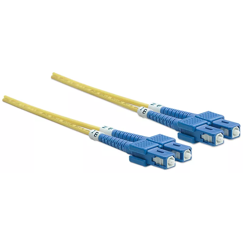 Intellinet Glasfaser-Patchkabel, OS2, SC/SC, 5 m, Gelb, Duplex, Singlemode, 9/125 µm, LSZH, Glasfaser, Lebenslange Garantie