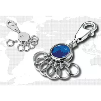 Schlüsselring TROIKA AROUND THE WORLD Blau Silber Metall 25x90x9mm