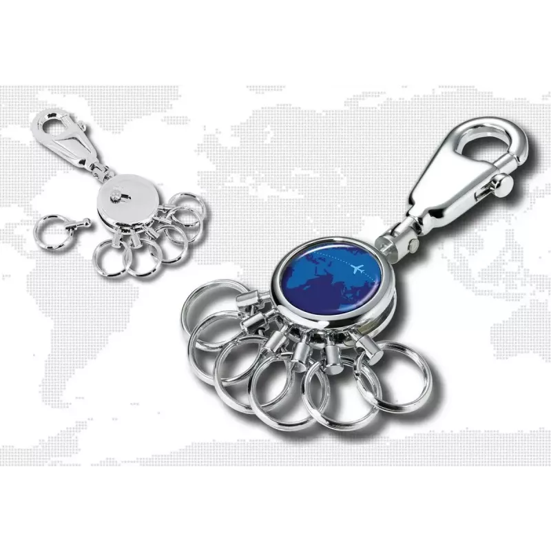 Schlüsselring TROIKA AROUND THE WORLD Blau Silber Metall 25x90x9mm