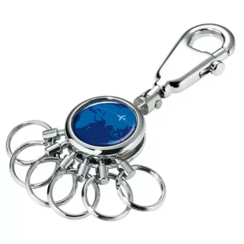 Schlüsselring TROIKA AROUND THE WORLD Blau Silber Metall 25x90x9mm