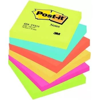Haftnotizen quadratisch 3M M654TFEN Blau Grün Orange Rosa Gelb