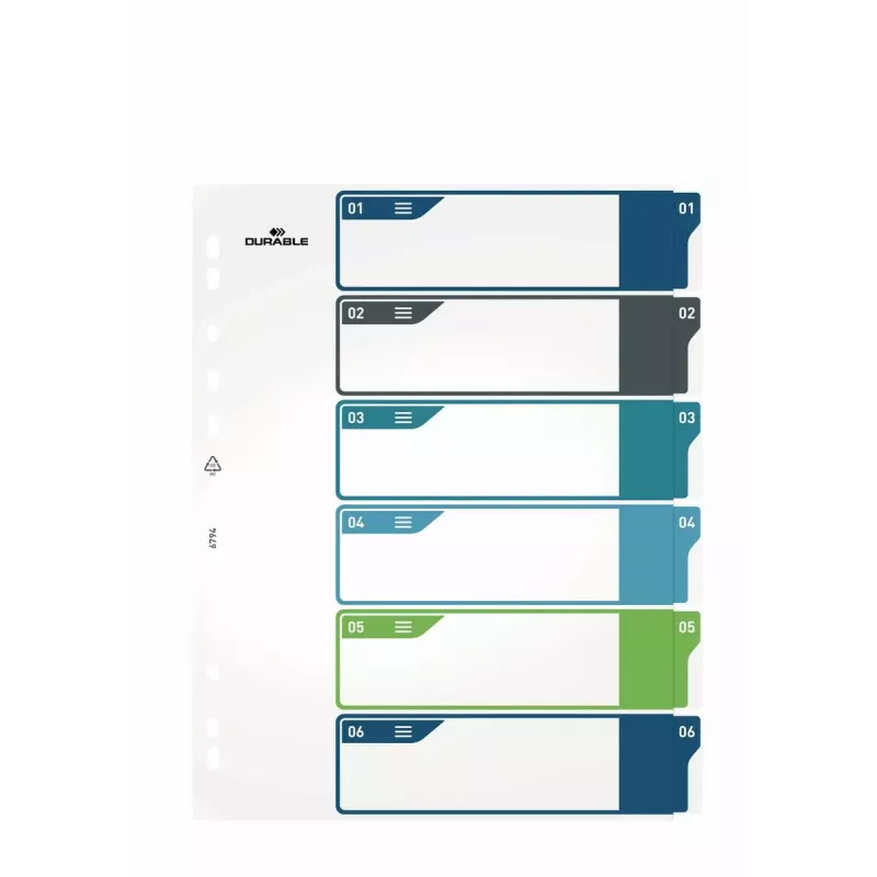 Blanko-Tab-Register Durable 679427 Polypropylen Mehrfarbig 30,5x24,5 cm
