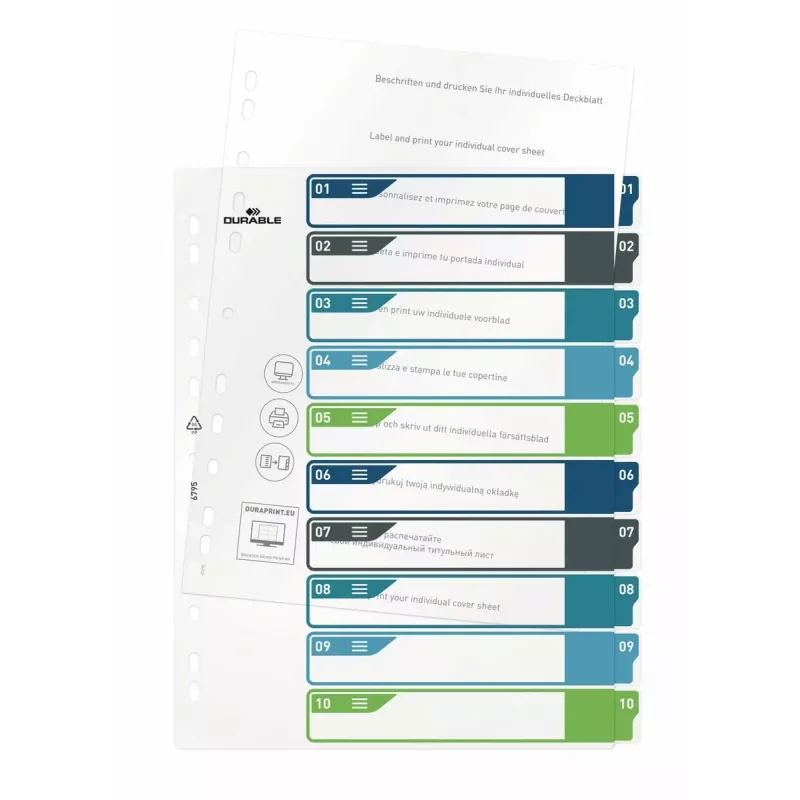 Blanko-Tab-Register Durable 679527 Mehrfarbig Polypropylen PP