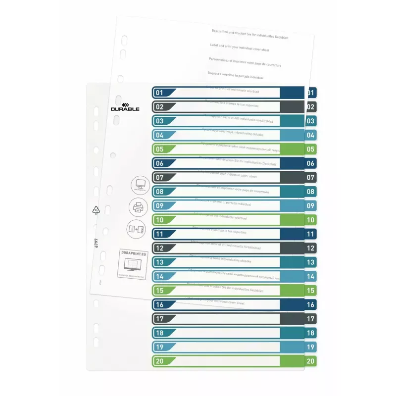 Blanko-Tabregister Durable 679727 Mehrfarbig Polypropylen 245 x 305 mm
