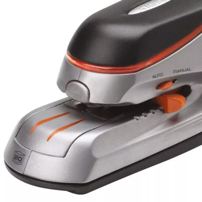 Rexel Optima 20 Elektrohefter, 20 Blatt, Schwarz, Orange, Silber, 788 g, 292 mm, 143 mm, 175 mm