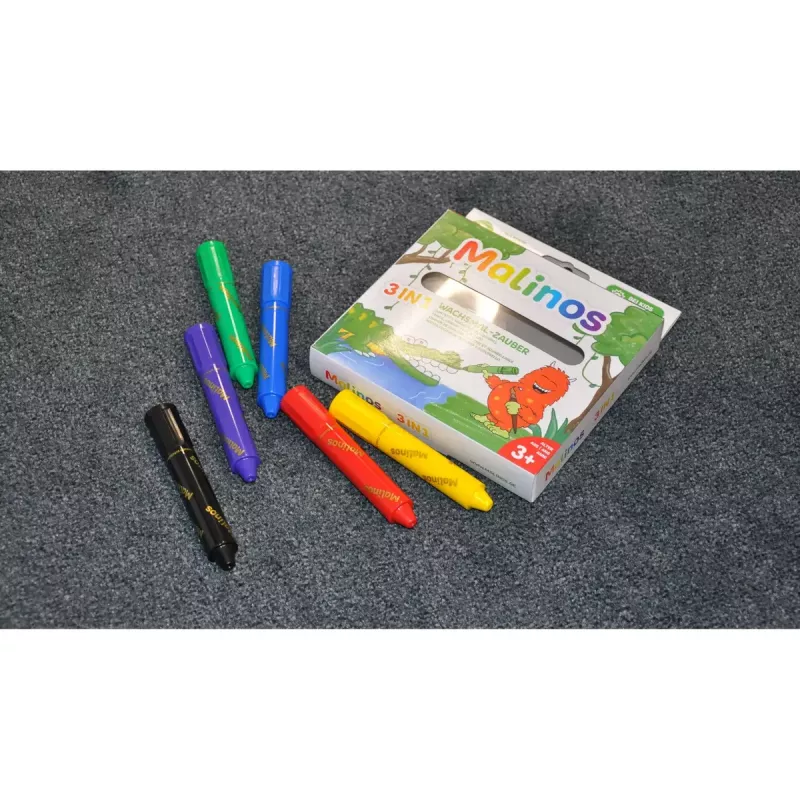Crayon Malinos 301036 6 Stück Mehrfarbig Schwarz Blau Grün Rot Violett Gelb