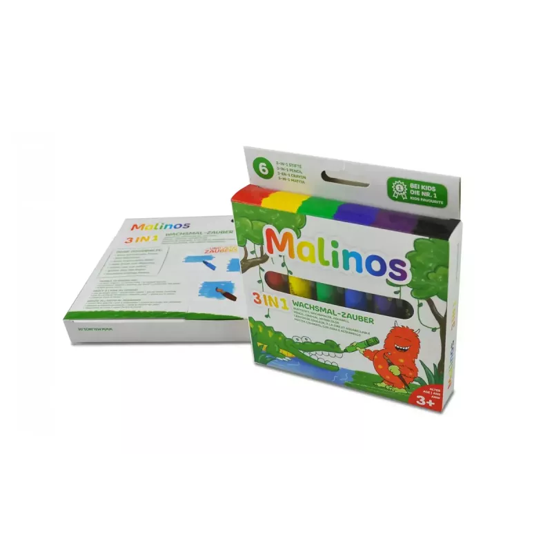 Crayon Malinos 301036 6 Stück Mehrfarbig Schwarz Blau Grün Rot Violett Gelb