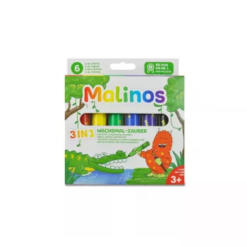 Crayon Malinos 301036 6 Stück Mehrfarbig Schwarz Blau Grün Rot Violett Gelb