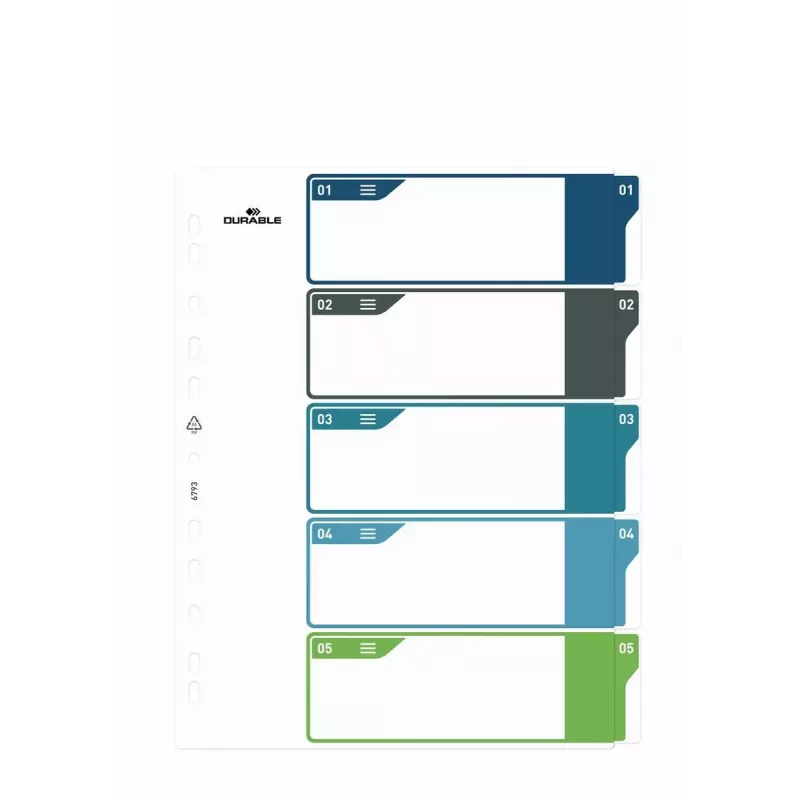 Blanko-Register Durable 679327 Polypropylen Mehrfarbig 30,5 x 24,5 cm