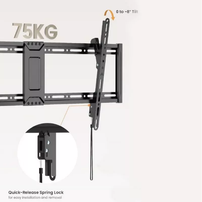 TV-Wandhalterung EQUIP 43 Zoll–95 Zoll Tilt schlank für 75 kg Fernseher, VESA 200x200–800x400, Neigung 0–8°, 4,2 cm Wandabstand, schwarz
