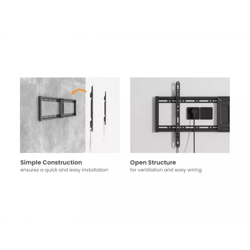 TV-Wandhalterung EQUIP 43 Zoll–95 Zoll Tilt schlank für 75 kg Fernseher, VESA 200x200–800x400, Neigung 0–8°, 4,2 cm Wandabstand, schwarz