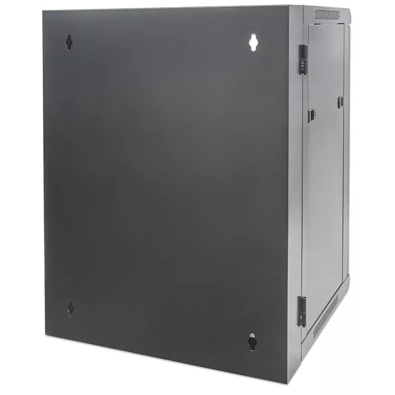 Intellinet 19-Zoll-Netzwerkschrank – Wandmontage (zweiteiliger aufklappbarer Ausschwenkrahmen), 15HE, 550 mm tief, Schwarz, montiert, max. 30 kg, schwenkt für Zugang zur Rückseite bei Wandmontage aus, 19 Zoll, nutzbare Tiefe 425 mm, Teile für Wandmontage nicht im Lieferumfang