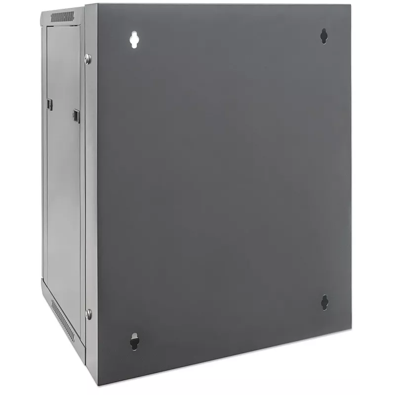 Intellinet 19-Zoll-Netzwerkschrank – Wandmontage (zweiteiliger aufklappbarer Ausschwenkrahmen), 15HE, 550 mm tief, Schwarz, montiert, max. 30 kg, schwenkt für Zugang zur Rückseite bei Wandmontage aus, 19 Zoll, nutzbare Tiefe 425 mm, Teile für Wandmontage nicht im Lieferumfang