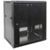 Intellinet 19 Zoll Netzwerkschrank - Wandmontage (Standard), 15HE, 600 mm tief, Schwarz, zerlegt, max. 60 kg, Metall- & Glastür, Rückwand, abnehmbare Seiten, auch für Tisch- oder Bodenaufstellung geeignet, nutzbare Tiefe 410 mm, Wandmontageteile nicht im Lieferumfang