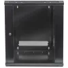 Intellinet 19 Zoll Netzwerkschrank - Wandmontage (Standard), 15HE, 600 mm tief, Schwarz, zerlegt, max. 60 kg, Metall- & Glastür, Rückwand, abnehmbare Seiten, auch für Tisch- oder Bodenaufstellung geeignet, nutzbare Tiefe 410 mm, Wandmontageteile nicht im Lieferumfang