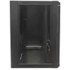 Intellinet 19 Zoll Netzwerkschrank - Wandmontage (Standard), 15HE, 600 mm tief, Schwarz, zerlegt, max. 60 kg, Metall- & Glastür, Rückwand, abnehmbare Seiten, auch für Tisch- oder Bodenaufstellung geeignet, nutzbare Tiefe 410 mm, Wandmontageteile nicht im Lieferumfang