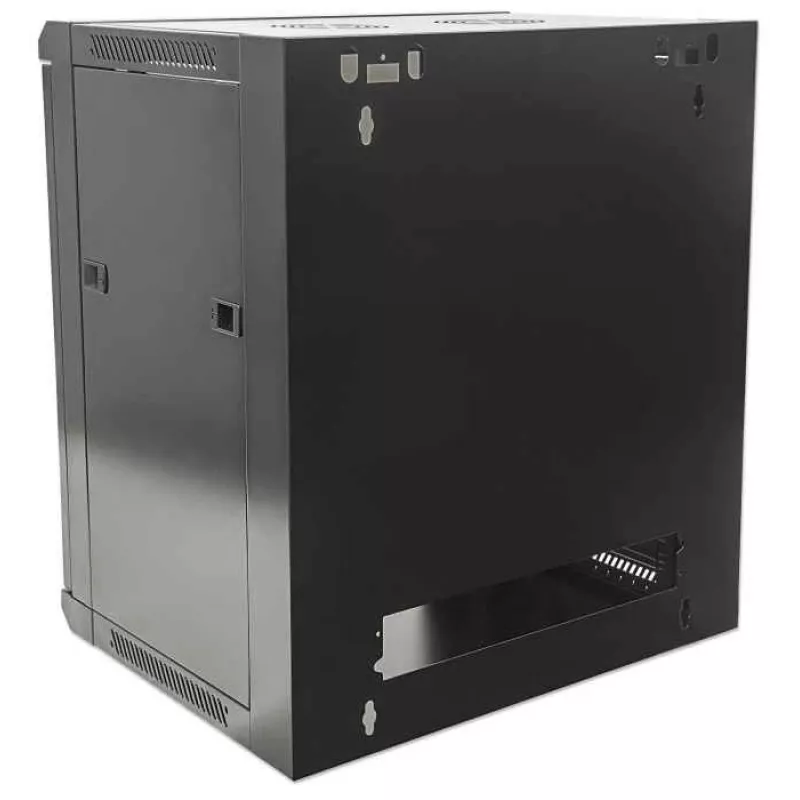 Intellinet 19 Zoll Netzwerkschrank - Wandmontage (Standard), 15HE, 600 mm tief, Schwarz, zerlegt, max. 60 kg, Metall- & Glastür, Rückwand, abnehmbare Seiten, auch für Tisch- oder Bodenaufstellung geeignet, nutzbare Tiefe 410 mm, Wandmontageteile nicht im Lieferumfang