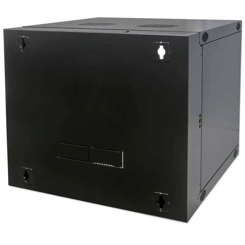 Intellinet 19-Zoll-Netzwerkschrank – Wandmontage (zweiteiliger Schwenkrahmen), 9 HE, 600 mm tief, schwarz, zerlegt, max. 30 kg, ausschwenkbar für Zugang zur Rückseite bei Wandmontage, 19 Zoll, nutzbare Tiefe 385 mm, Wandmontageteile nicht enthalten