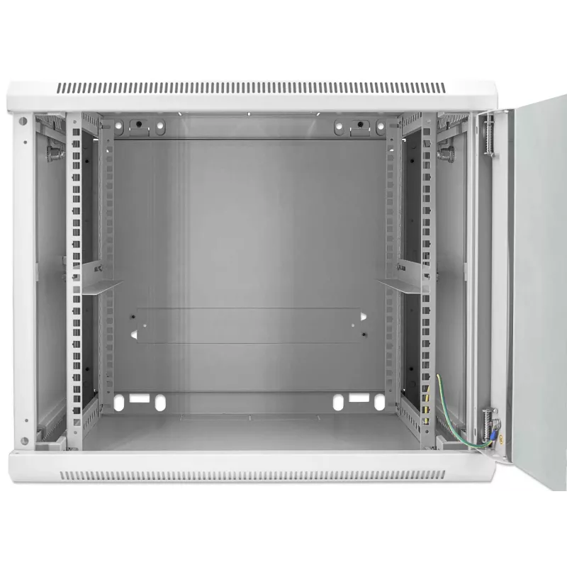 Intellinet 19-Zoll-Netzwerkschrank – Wandmontage (Standard), 9U, 600 mm tief, grau, montiert, max. 60 kg, auch für Tisch- oder Bodenaufstellung geeignet, nutzbare Tiefe 500 mm, Metall- & Glastür, Rückwand, abnehmbare Seitenwände, Teile für Wandmontage (z. B. Schrauben/Dübel) nicht enthalten
