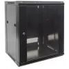 Intellinet 19-Zoll-Netzwerkschrank – Wandmontage (Standard), 9HE, 600 mm tief, schwarz, zerlegt, max. 60 kg, auch für Tisch- oder Bodenaufstellung geeignet, nutzbare Tiefe 410 mm, Metall- & Glastür, Rückwand, abnehmbare Seitenwände, Teile für Wandmontage (z. B. Schrauben/Dübel) nicht im Lieferumfang