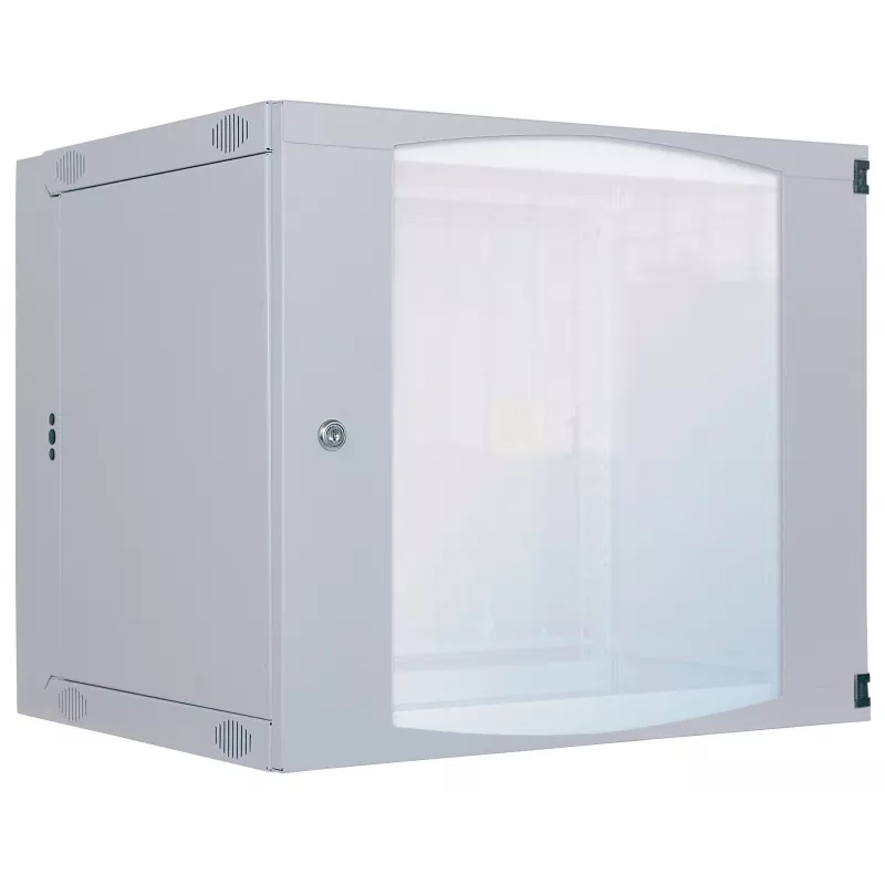 Intellinet 19-Zoll-Netzwerkschrank – Wandmontage (zweiteiliger ausschwenkbarer Rahmen), 12HE, 450 mm tief, Grau, Flatpack, max. 30 kg, schwenkbar für Zugang zur Rückseite bei Wandmontage, nutzbare Tiefe 235 mm, Rack, Teile für Wandinstallation nicht enthalten
