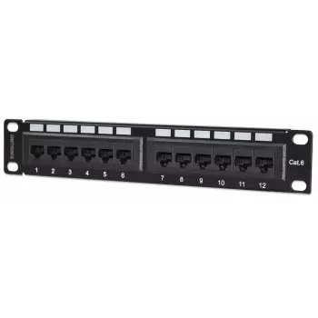 Intellinet Patch Panel, Cat6, 10 Zoll, UTP, 1U, 12-Port, Schwarz