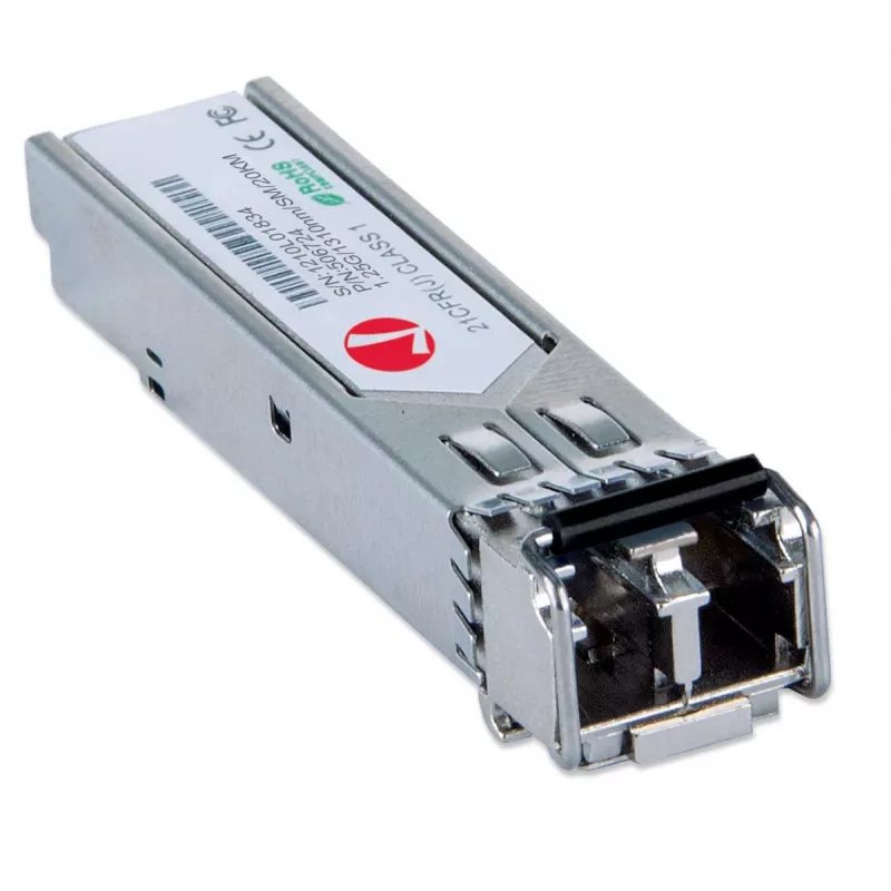 Intellinet Transceiver Modul optisch, Gigabit Fiber SFP Mini-GBIC, 1000Base-Lx (LC) Single-Mode-Port, 20 km, Wellenlänge 1310 nm, Ethernet, Glasfaser, MSA-konform, äquivalent zu Cisco GLC-LH-SM, drei Jahre Garantie