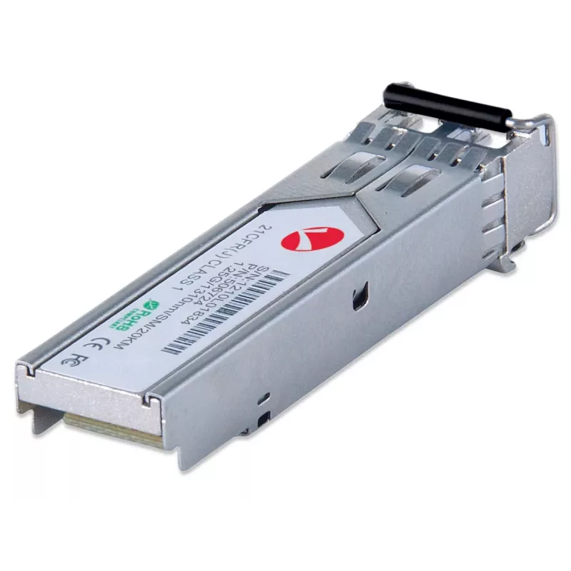 Intellinet Transceiver Modul optisch, Gigabit Fiber SFP Mini-GBIC, 1000Base-Lx (LC) Single-Mode-Port, 20 km, Wellenlänge 1310 nm, Ethernet, Glasfaser, MSA-konform, äquivalent zu Cisco GLC-LH-SM, drei Jahre Garantie
