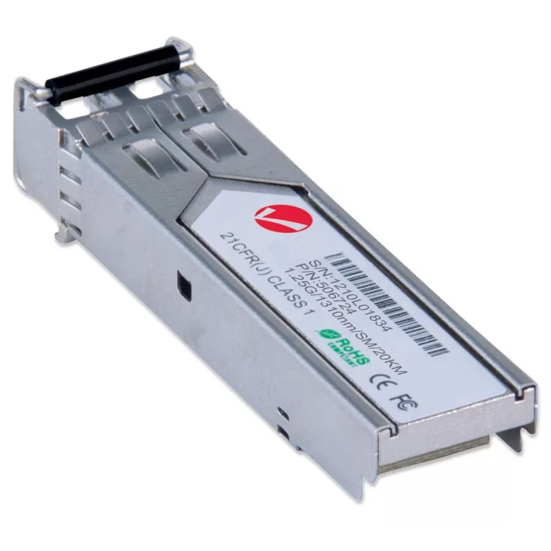 Intellinet Transceiver Modul optisch, Gigabit Fiber SFP Mini-GBIC, 1000Base-Lx (LC) Single-Mode-Port, 20 km, Wellenlänge 1310 nm, Ethernet, Glasfaser, MSA-konform, äquivalent zu Cisco GLC-LH-SM, drei Jahre Garantie
