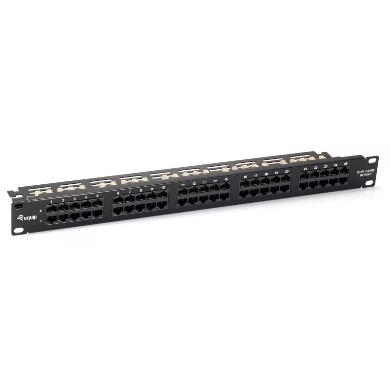 Equip 50-Port Cat.3 RJ45 ISDN Patch Panel, Schwarz