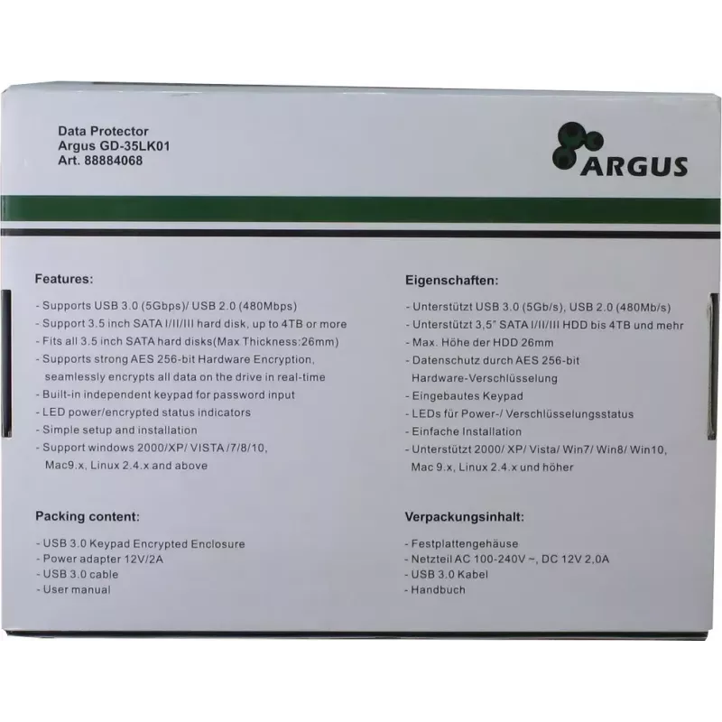HDD-Gehäuse Inter-Tech Argus GD-35LK01 Schwarz 3,5 Zoll