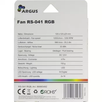 Lüfter Inter-Tech RS-041 RGB 12 cm Schwarz