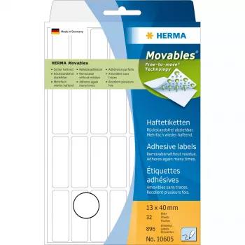 Mehrzweck-Etiketten HERMA 13x40 mm weiß Movables/abziehbar Papier matt 896 Stück