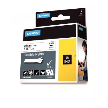 DYMO IND Flexible Nylon, Schwarz auf weiß, Mehrfarbig, Nylon, -10 - 80 °C, UL 969, DYMO