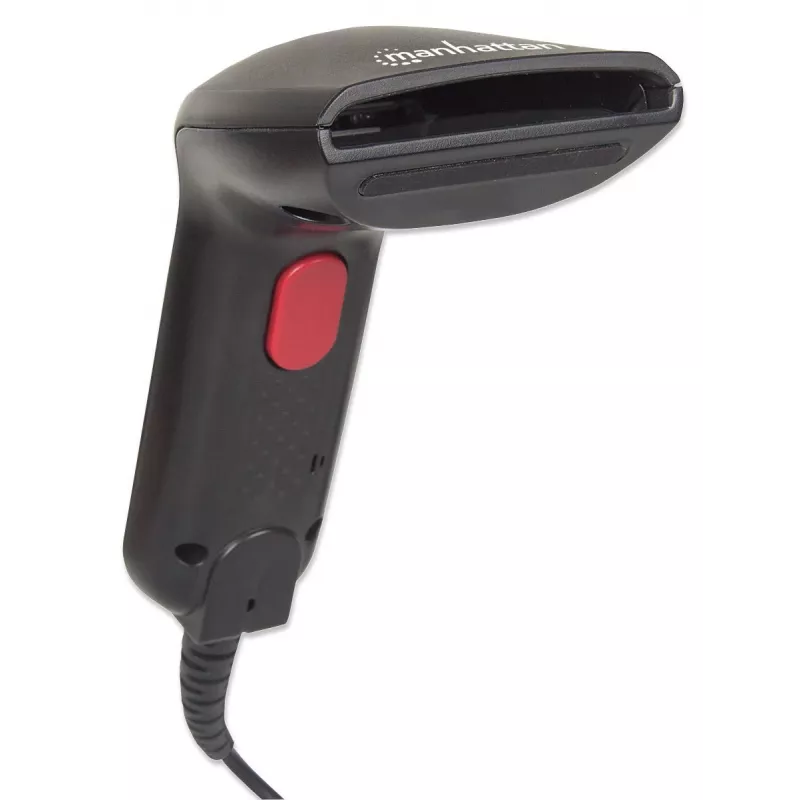 Manhattan Contact CCD Handheld-Barcode-Scanner, USB, 60 mm Scanbreite, Kabel 152 cm, max. Umgebungslicht 5.000 Lux (Sonnenlicht), Schwarz, Drei Jahre Garantie