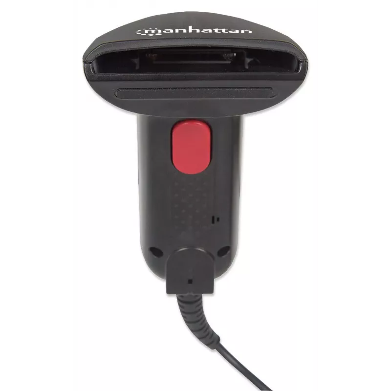 Manhattan Contact CCD Handheld-Barcode-Scanner, USB, 60 mm Scanbreite, Kabel 152 cm, max. Umgebungslicht 5.000 Lux (Sonnenlicht), Schwarz, Drei Jahre Garantie