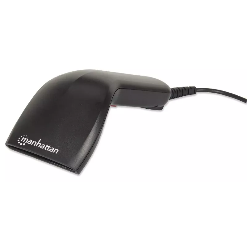 Manhattan Contact CCD Handheld-Barcode-Scanner, USB, 60 mm Scanbreite, Kabel 152 cm, max. Umgebungslicht 5.000 Lux (Sonnenlicht), Schwarz, Drei Jahre Garantie