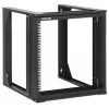 Intellinet 19-Zoll Wandmontage Open-Frame Netzwerkschrank, 9HE, Frontklappbarer Schwenkrahmen, flach verpackt, 2-Pfosten, 450 mm Tiefe, Schwarz RAL 9004