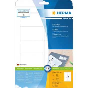 Selbstklebendes Druckeretikett HERMA Labels Premium A4 83.8x50.8 mm