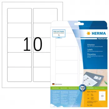 Selbstklebendes Druckeretikett HERMA Labels Premium A4 83.8x50.8 mm