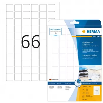 Inkjet-Etiketten HERMA A4 25,4x25,4 mm weiß Papier matt 1650 Stück
