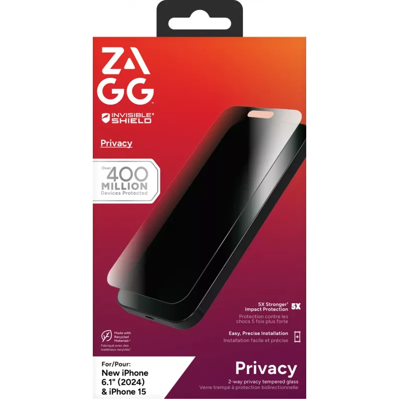 InvisibleShield Glass Elite Privacy Apple iPhone 16/15 Screen
