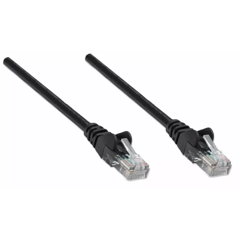 Intellinet Netzwerk-Patchkabel, Cat5e, 10 m, Schwarz, CCA, U/UTP, PVC, RJ45, vergoldete Kontakte, Knickschutz, Zugentlastung, lebenslange Garantie